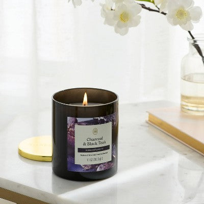 High Intensity Charcoal and Black Teak Jar Candle White 10oz - Threshold
