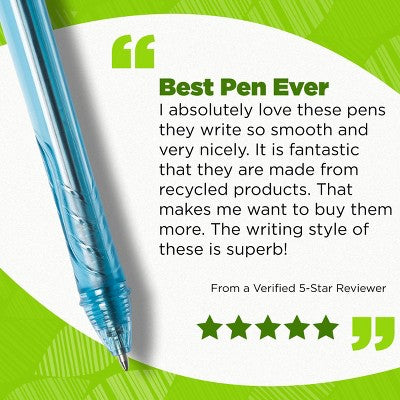 BiC 4pk ECOlutions Retractable Ballpoint Pens Black Ink: Medium Point, Quick Drying, Stationery & Office Supplies