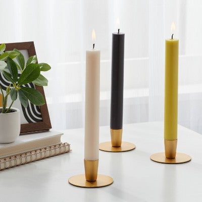 6pk Taper Candle Set Black White and Yellow - Room Essentials