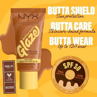 NYX Professional Makeup Buttermelt Glaze Skin Tint with SPF 30 - Praline Butta - 1.01 fl oz