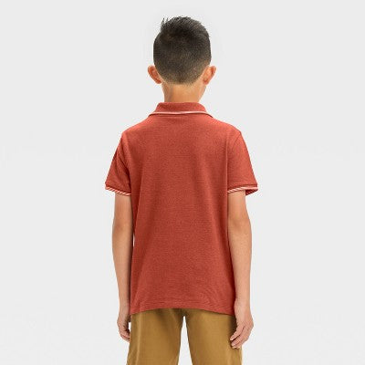 Boys' Short Sleeve Tipping Polo Shirt - Cat & Jack Dark Brown M