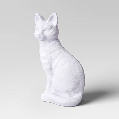 Plastic Halloween Flocked Decor White Cat - Hyde & EEK! Boutique