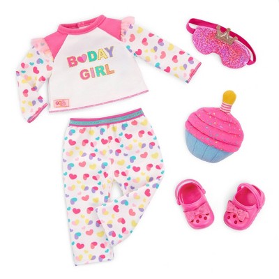 Our Generation PJ Party Pajama Outfit with Cupcake Plush & Sleep Mask Accessories for 18" Dolls