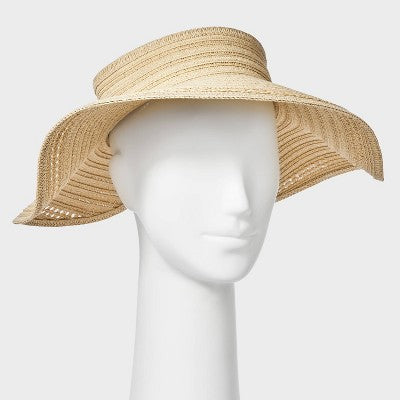 Packable Straw Essential Visor Hat - Shade & Shore Off-White: UPF 50+, Midweight, Woven Sun Protection