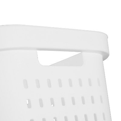 1.5bu Rectangle Modern Laundry Basket - Brightroom: White Plastic Clothes Basket with Built-In Handles, Medium Size (LOCAL PICKUP ONLY)