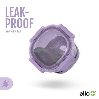 Ello 4pc 2c Glass Refresh Round Food Storage Container Set Purple: Oven, Microwave & Dishwasher Safe, Lifetime Warranty