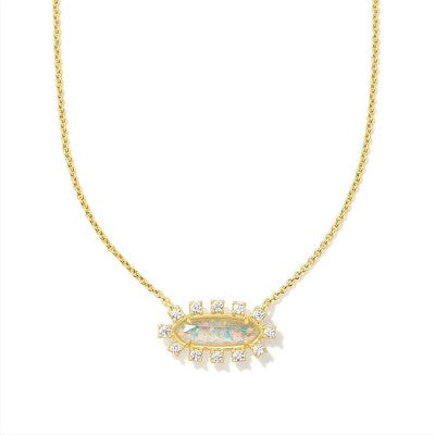 Kendra Scott Eva Framed Pendant Necklace - Gold/White Imitation Opal