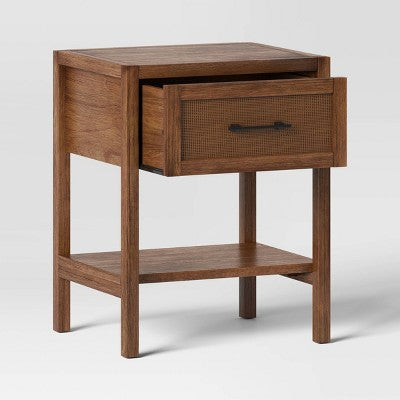 Warwick End Table with Drawer Brown - Threshold: Veneer Finish, Storage Shelf, Wood Frame (LOCAL PICKUP ONLY)