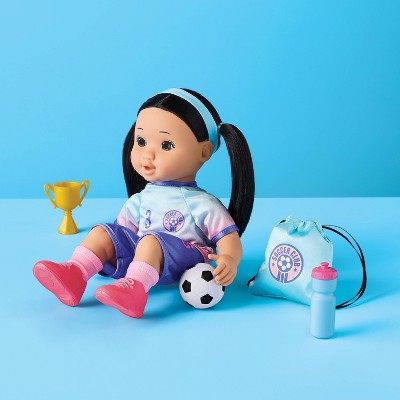 14" Baby Doll Soccer Uniform Outfit - Gigglescape: Sports Theme, 11-Piece Polyester Set