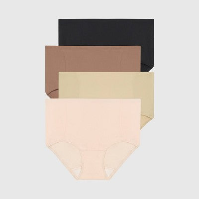 Hanes Premium Women's 4pk Tummy Control Brief Underwear Shapewear - Gray/Beige/Black M