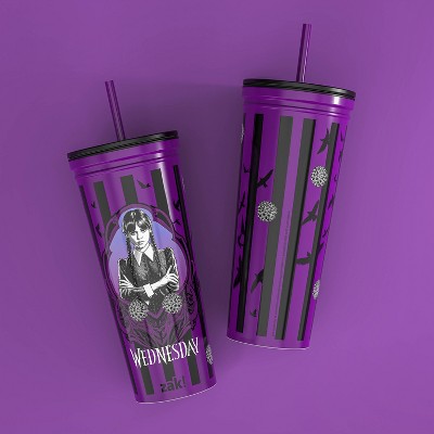 Zak Designs 23 fl oz Stainless Steel Wednesday Kendall Straw Tumbler