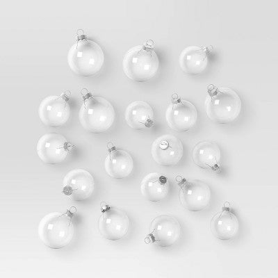 42pc Round Glass Christmas Tree Ornament Set Clear - Wondershop