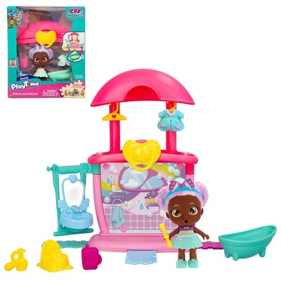 Cry Babies PlayTime Emma's Bathroom Mini Playset with 15 accessories and 3.5" Doll For kids 4 and up