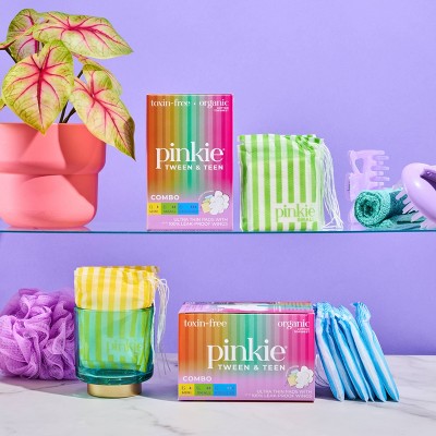Pinkie Tween & Teen Ultra-Thin Organic Topsheet Pads with Wings - Combo Pack - 18ct