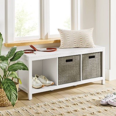 13" 3-Cube Bench Shaker Style Cube Storage White - Brightroom (LOCAL PICKUP ONLY)