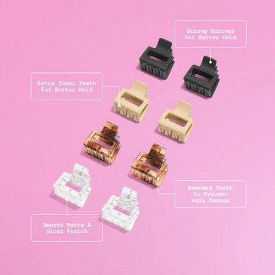 Gimme Beauty Fine Small Square Claw Clip - 8pc