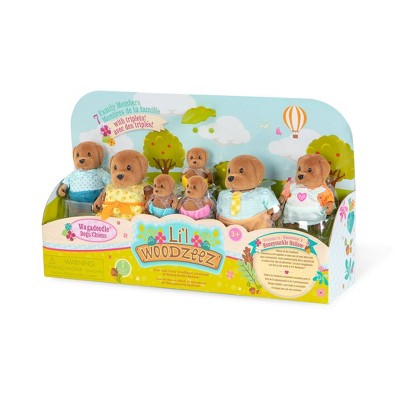 Li'l Woodzeez Miniature Animal Figurine Set - Wagadoodle Dog Family
