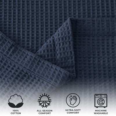 100% Cotton Waffle Weave All-Season Bed Blanket - Great Bay Home (Twin, Navy)