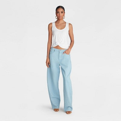 KBB by KAHLANA Women's Mid-Rise Barrel Leg 'The Kahlana Jean' 12
