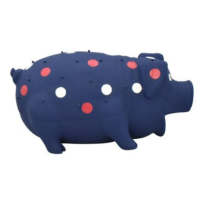 Multipet Rubber Pig Americana Interactive Dog Toy - Blue