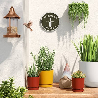 2pc Recycled Resin Indoor Outdoor Planter Pots Red 4"x4"x4" - Room Essentials