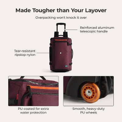Bagsmart Blast 43L Roller Travel Backpack - Red Currant