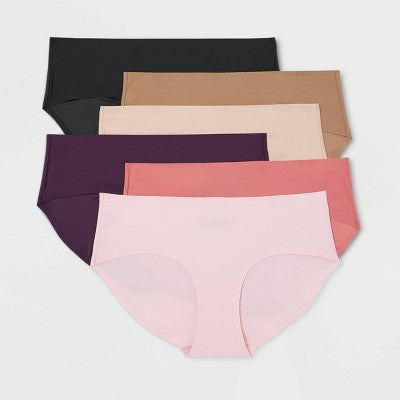 Women's 6pk Bonded Microfiber Hipster Underwear - Auden Assorted Color XL
