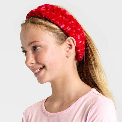Girls' 2pc Long Sleeve Pajama Set with Spa Headband - Pink L