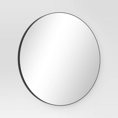 28" Round Infinity Circle Mirror Black - Threshold: Modern Powder-Coated Metal Frame, Wall Mounted (LOCAL PICKUP ONLY)