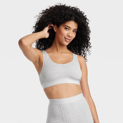 Women's Cotton Stretch Unlined Scoop Bralette - Auden Gray L
