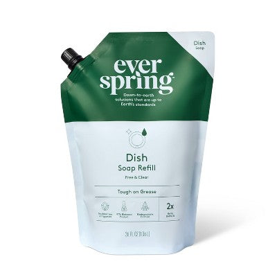 Unscented Free and Clear Liquid Dish Soap Refill - 36 fl oz - Everspring