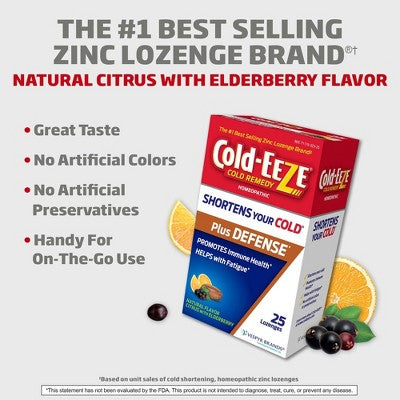 Cold-Eeze Plus Defense Citrus with Elderberry Lozenges - 25ct