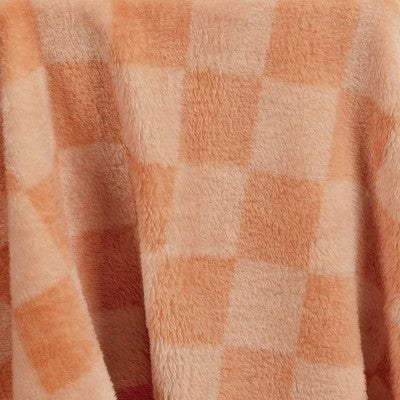 Checkerboard Printed Plush Throw Blanket Terracotta - Room Essentials