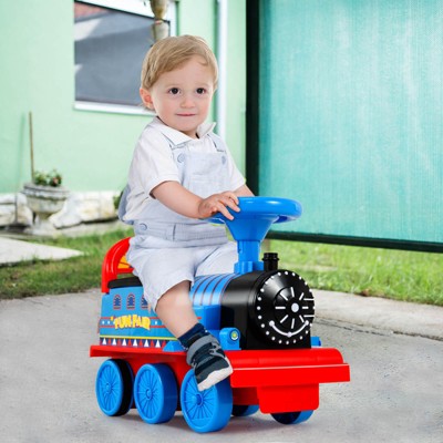 Costway 6V Electric Kids Ride On Train Motorized Train Toy w/ Track & 6 Wheels Navy (LOCAL PICKUP ONLY)