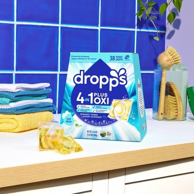 Dropps Crisp Breeze 4-in-1 Plus Oxi Power Biobased HE Deep Cleaning Concentrated Laundry Detergent Pods 38 Pacs - 21.44oz