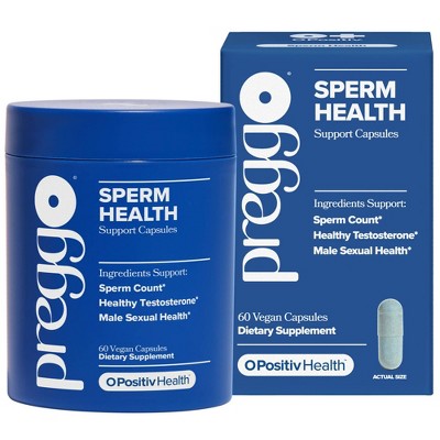 O Positiv PREGGO Sperm Health Support Capsules for Men to Support Sperm Count & Motility, Healthy Testosterone, & Healthy Conception - 60ct