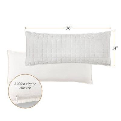 Jeremiah Brent Home 36"x14" Box Rice Stitch Gauze Oversized Oblong Accent Pillow Cream