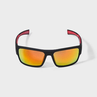 Men's Rubberized Plastic Wrap Sport Sunglasses - All In Motion Black: Scratch-Resistant, UV Protection