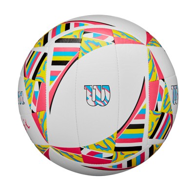 Wilson AVP Movement Volleyball - White/Pink/Yellow: Size 5 Outdoor TPU Sports Ball for Adults