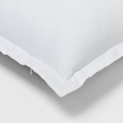 Euro Cotton Linen Blend Chambray Decorative Throw Pillow White - Threshold: Indoor Square Cushion, Zipper Closure, OEKO-TEX Certified (LOCAL PICKUP ONLY)