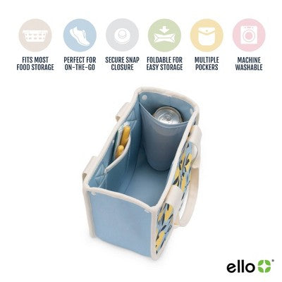 Ello Lunch Bag Food Storage Container Blue Lemons
