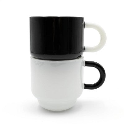 2pk 25oz Glass Mugs Black/White - Bullseye's Playground