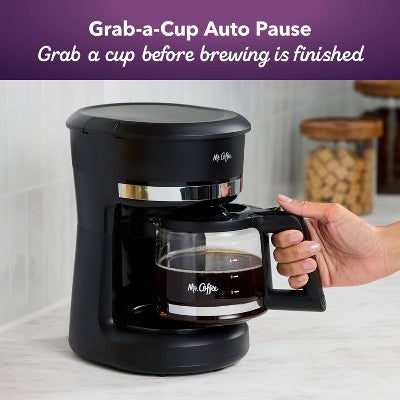 Mr. Coffee 5 Cup Switch Coffee Maker Black: Small Drip Coffee Machine, Electric, Paper Filter, 25 oz Capacity