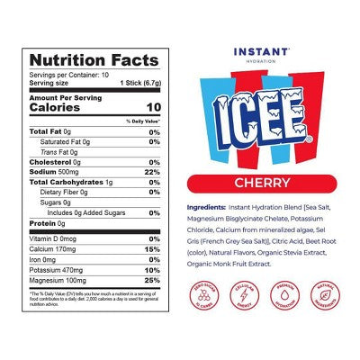 Instant Hydration Cherry Electrolyte Drink Mix Sports Drink - 10ct/67gms
