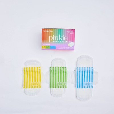 Pinkie Tween & Teen Ultra-Thin Organic Topsheet Pads with Wings - Combo Pack - 18ct