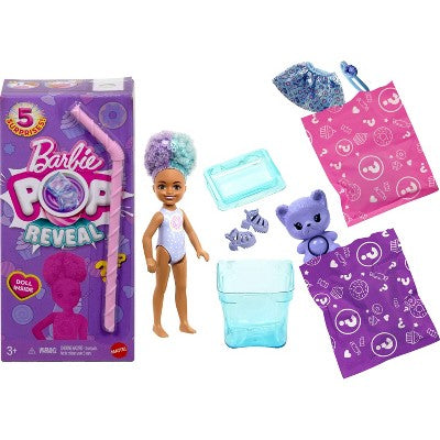 Barbie Chelsea Pop Reveal Treat Series Doll with 5 Surprises Including Scent & Pet