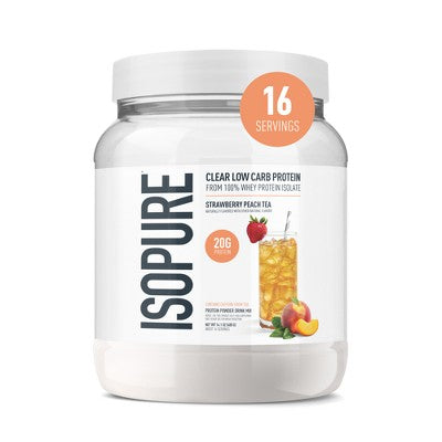 Isopure Clear 20g Protein Powder - Strawberry Peach Iced Tea: Whey Protein Isolate, 1 Package, Powder Form