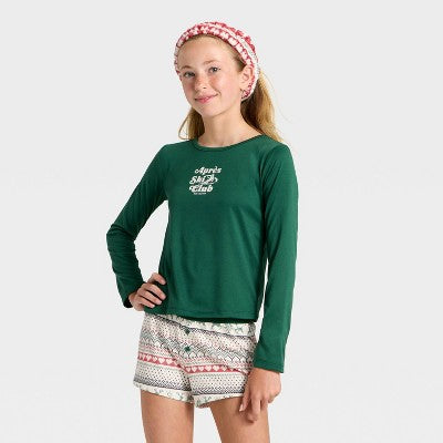 Girls' 2pc Long Sleeve Pajama Set with Spa Headband XL