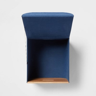 Medium Natural Wood Kids' Storage with Lid Navy - Pillowfort