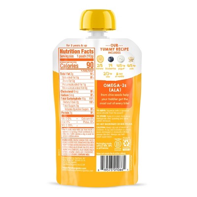 Happy Tot Super Morning Organic Bananas, Blueberries Yogurt, Oats & Chia Toddler Pouch - 4oz: 24 Months+, Pureed Meal